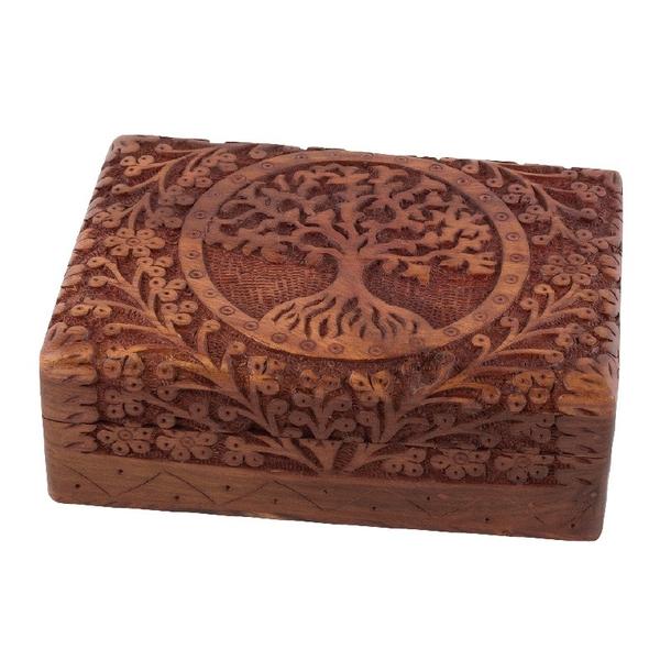 Carved Floral Tree of Life Box