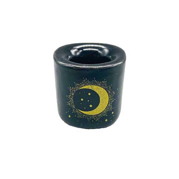 Moon & Star Black Ceramic Candle Holder