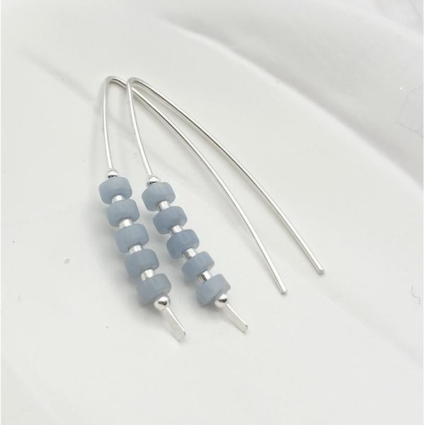 Sterling Silver & Angelite Threader Earrings