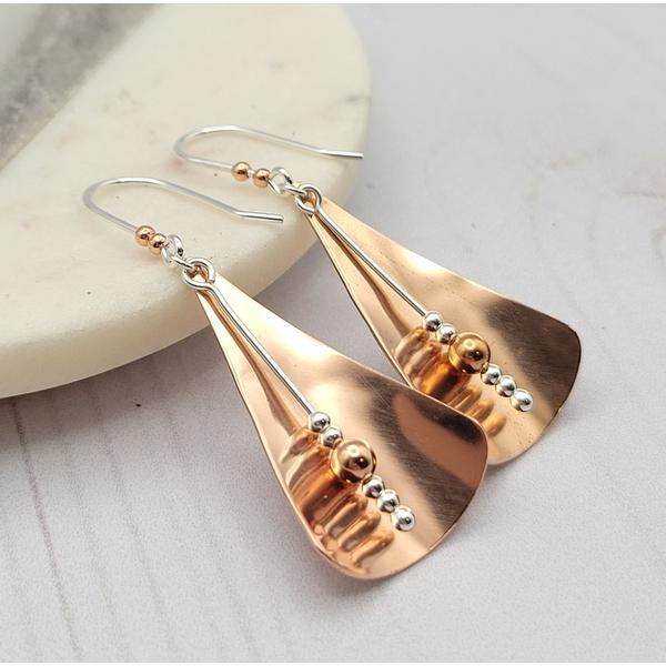 Shiny Copper and Silver Earrings