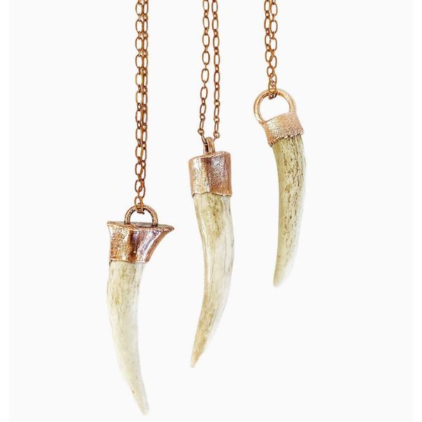 Naturally Shed Antler Necklace on Copper Chain