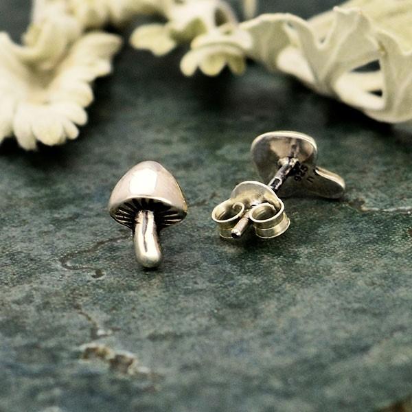 Recycled Sterling Silver Mushroom Post Earrings