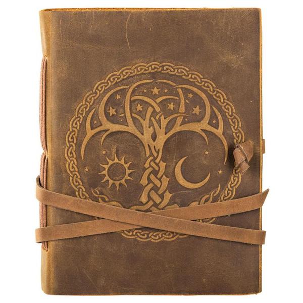 Brown Suede Journal w/ Tree, Sun & Moon