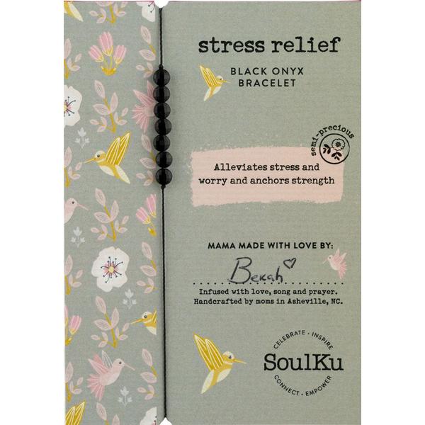 Hummingbird Adjustable Bracelet Black Onyx - Stress Relief