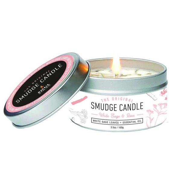 White Sage & Rose Oil Smudge Candle
