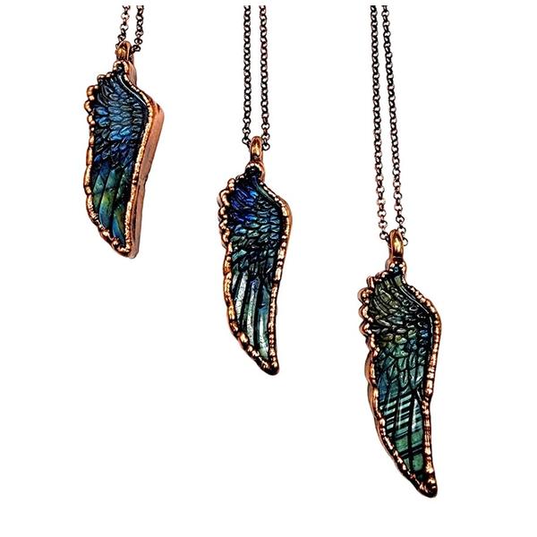 Carved Labradorite Wing Necklace