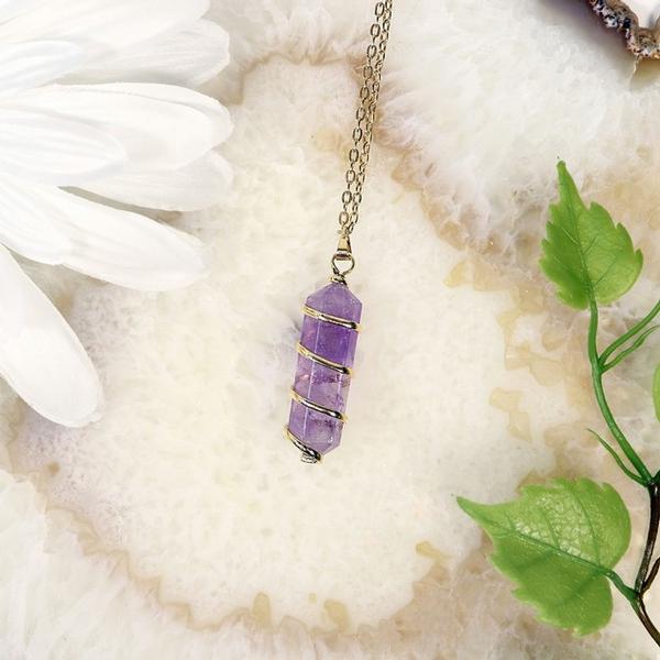 Gold Wrap Amethyst Necklace