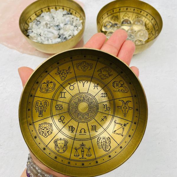 Zodiac Symbol Brass Offering Bowl