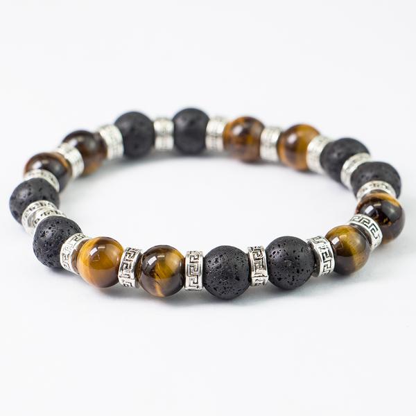 Men's Tiger Eye & Lava Bead Bracelet