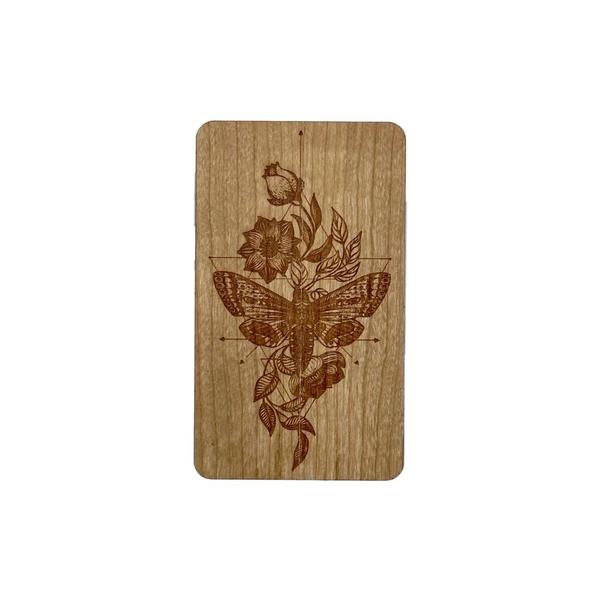 Cherry Wood Floral Moth Sticker