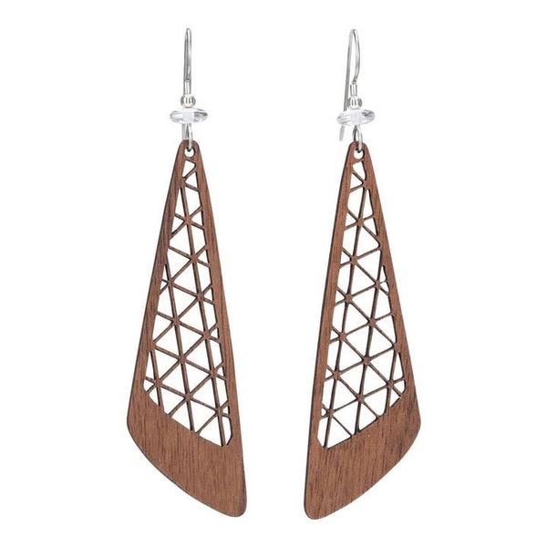 Walnut Wooden Fan Blade Earring